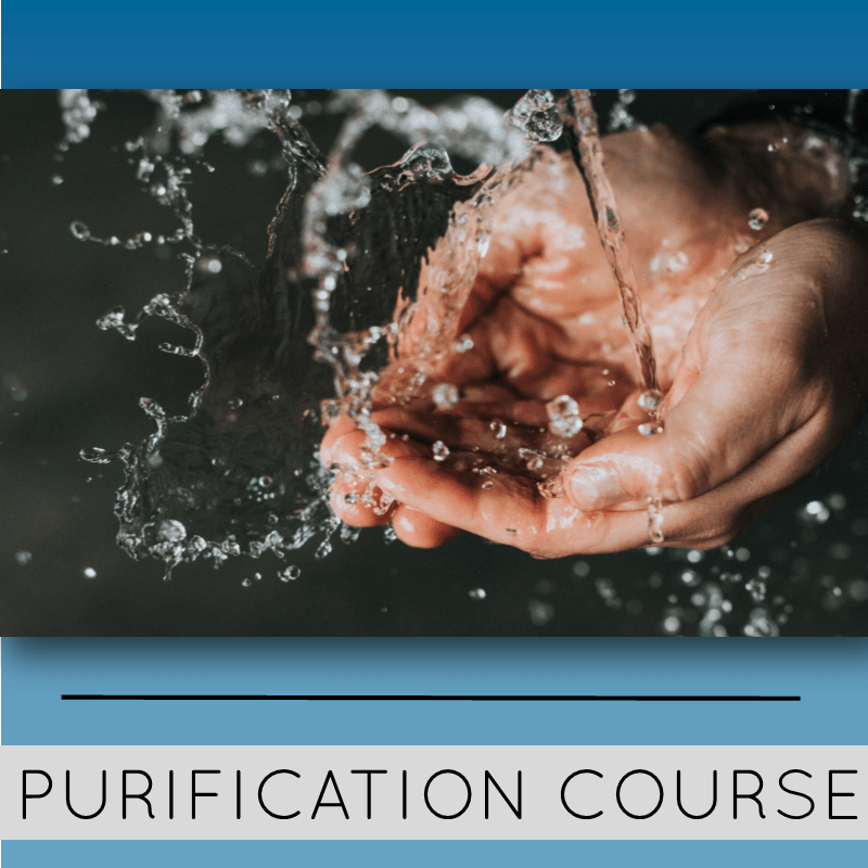 Purification course image with hands in water